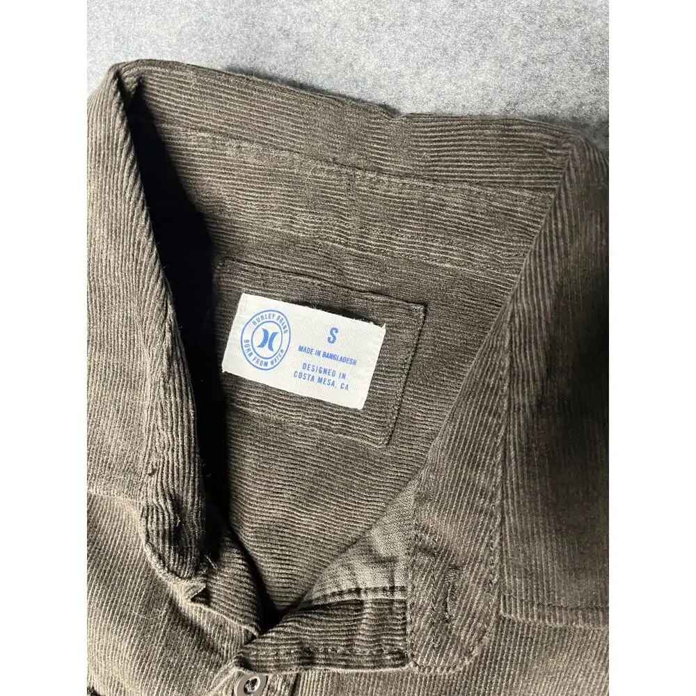 Hurley Brown Corduroy Button Front Shirt Jacket Shacket Men's Size S